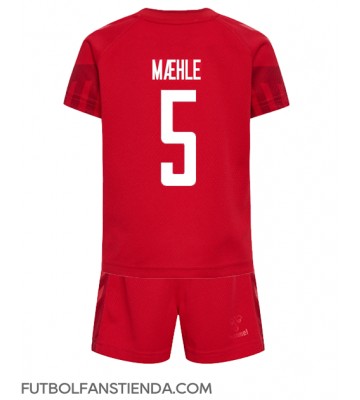 Dinamarca Joakim Maehle #5 Primera Equipación Niños Mundial 2022 Manga Corta (+ Pantalones cortos)